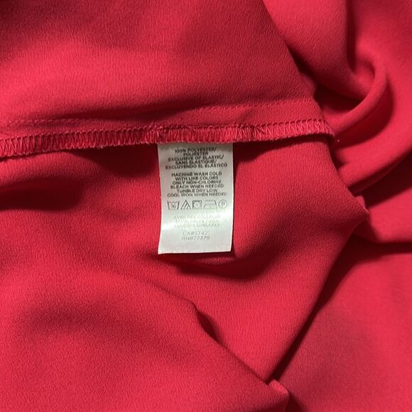 Ann Taylor L Fuchsia Pink Crew Back Button Keyhole Gathered Short Sleeve Blouse - Picture 7 of 7